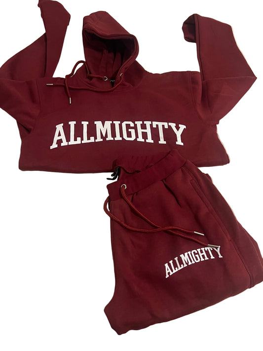 ALLMIGHTY BURGUNDY SWEATSUIT